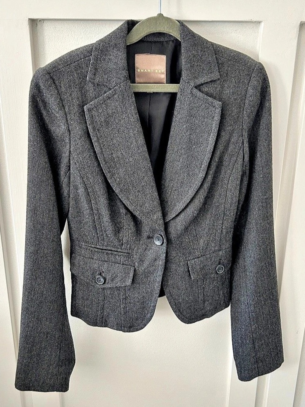 Smart Set Grey Herringbone Blazer Like New Size 0